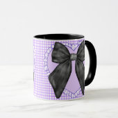 Gingham Lavender Mok Hart Coquette Bow (Voorkant rechts)