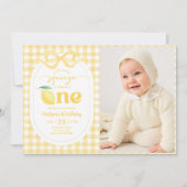 Gingham Lemon Onze belangrijkste squeeze 1e verjaa Kaart (Voorkant)