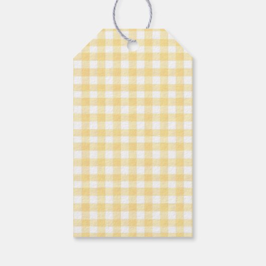 Gingham Lemon Themd 1e verjaardag Cadeaulabel (Achterkant)