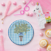 Gingham Lemons Lemon Tree  Papieren Bordje (Feest)