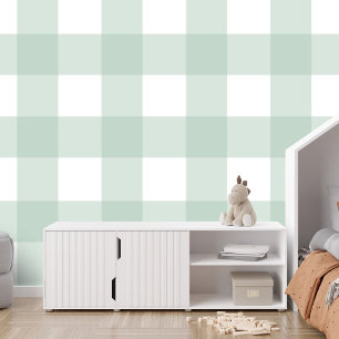Gingham licht groen check schattig eenvoudig groot behang