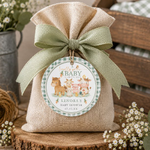Gingham Lokaal Geteelde Babyboerderijdieren Baby S Bedankjes Labels
