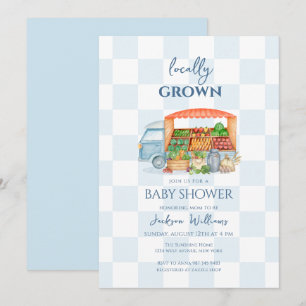 Gingham Lokale Groenten Truck Baby Shower Kaart