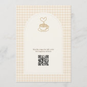 Gingham Love is Brewing QR Code Bruiloftsfeest Kaart (Achterkant)