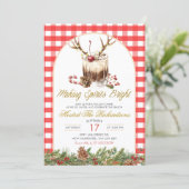 Gingham Making Spirits Bright Christmas Cokctail Kaart (Staand voorkant)