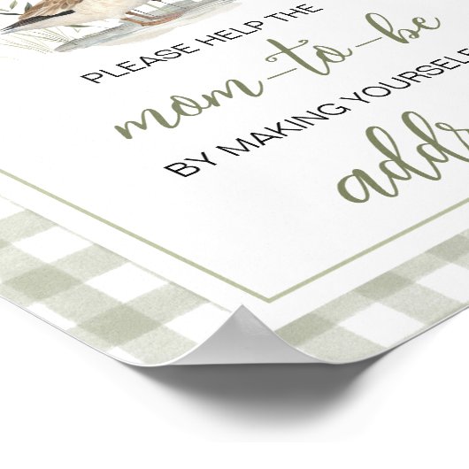 Gingham Mallard Duck Baby Envelope Station Sign Poster (Hoek)