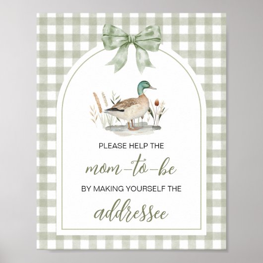 Gingham Mallard Duck Baby Envelope Station Sign Poster (Voorkant)