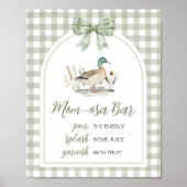 Gingham Mallard Duck Baby Shower Mom Osa Bar Sign Poster (Voorkant)