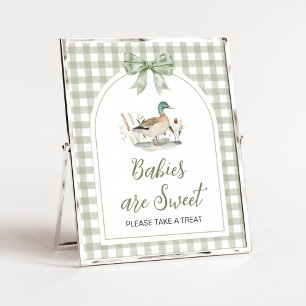 Gingham Mallard Eend Baby Babies zijn Lief Bord Poster
