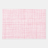 Gingham met de hand getekend modern moppig roze wi inpakpapier vel (Voorkant 3)
