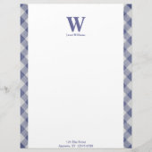 Gingham Monogram Letterhead Persoonlijk Briefhoofd (Voorkant)