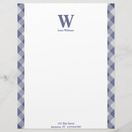 Gingham Monogram Letterhead Persoonlijk Briefhoofd