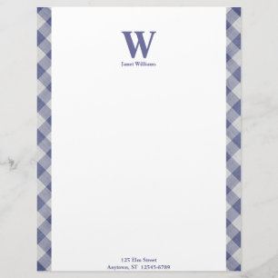 Gingham Monogram Letterhead Persoonlijk Briefhoofd