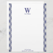Gingham Monogram Letterhead Persoonlijk Briefhoofd (Voorkant / Achterkant)