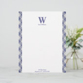 Gingham Monogram Letterhead Persoonlijk Briefhoofd (Staand voorkant)