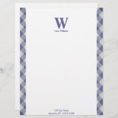Gingham Monogram Letterhead Persoonlijk Briefhoofd (Voorkant / Achterkant)