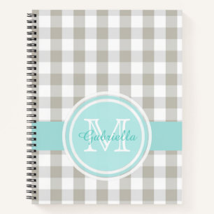 Gingham-monogram Notitieboek