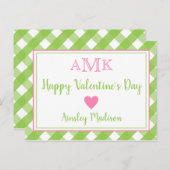 Gingham Monogram Op maat gemaakte kaarten van de V (Voorkant / Achterkant)