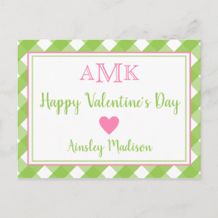 Gingham Monogram Op maat gemaakte kaarten van de V