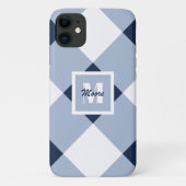 Gingham - Navy Blue en Light Blue Phone Case (Achterkant)