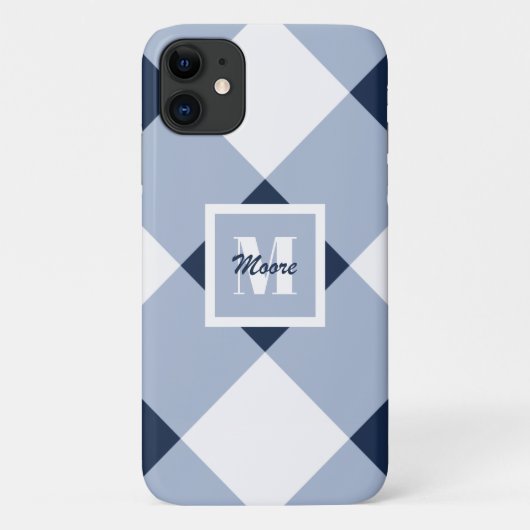 Gingham - Navy Blue en Light Blue Phone Case (Achterkant)