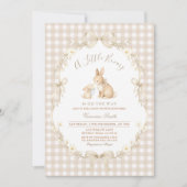 Gingham Neutral Bunny Baby Shower Invitation (Devant)