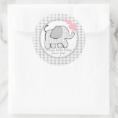 Gingham Olifant met harten Ronde Sticker (Tas)