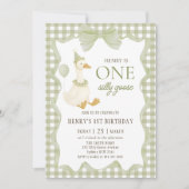 Gingham One Silly Goose 1st Birthday Invitation (Devant)