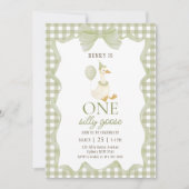 Gingham One Silly Goose 1st Birthday Invitation (Devant)