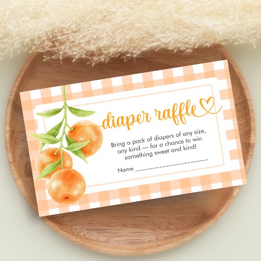 Gingham Oranje Baby Shower Luiers Raffle Informatiekaartje