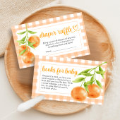 Gingham Oranje Baby Shower Luiers Raffle Informatiekaartje