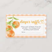 Gingham Oranje Baby Shower Luiers Raffle Informatiekaartje (Voorkant)