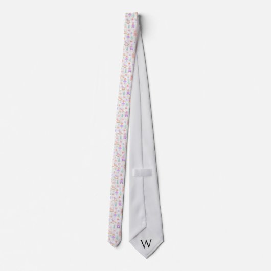 Gingham Pastel Notenkraker Ballet Monogram Stropdas (Achterkant)