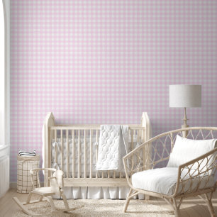 Gingham Pastel Roze Wit Behang
