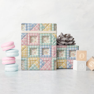 Gingham Patchwork Dekbed Patroon Cadeaupapier