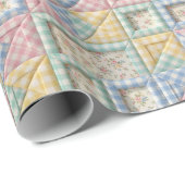 Gingham Patchwork Dekbed Patroon Cadeaupapier (Rol Hoek)