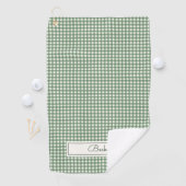Gingham Patroon in Groen met Naam Golfhanddoek (Insitu)