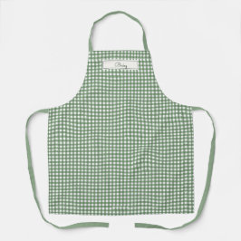 Gingham patroon in het groen met naam schort