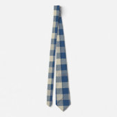 Gingham Patroon in Navy Blue, Crème Stropdas (Achterkant)