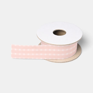 Gingham patroon in roze en pastel perzik satijn lint