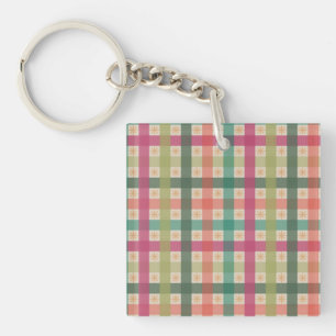 Gingham patroon in vijf kleuren plus sneeuwvlokken sleutelhanger
