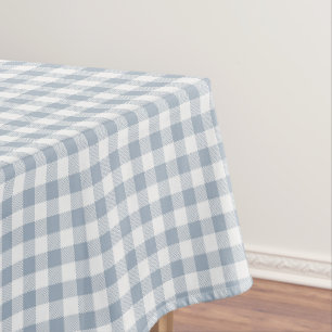 Gingham patroon kust geruit wit gedempt blauw tafelkleed