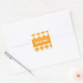 Gingham Patroon Ons 1e Huis Vierkante Sticker (Envelop)