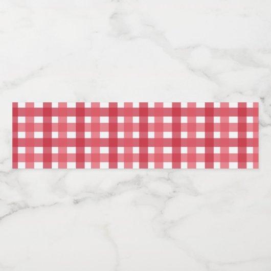 Gingham Patroon: Rood Waterfles Etiket (Enkel label)