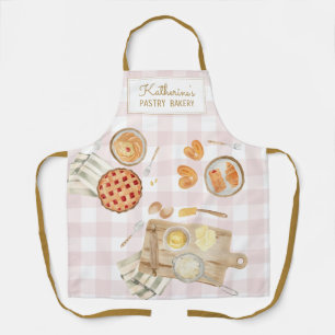 Gingham Patroon Waterverf Gebak Bakken Bakkerij Schort