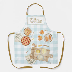 Gingham Patroon Waterverf Gebak Bakken Bakkerij Schort