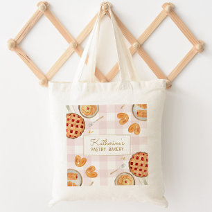 Gingham Patroon Waterverf Gebak Bakken Bakkerij  Tote Bag