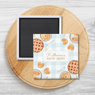 Gingham Patroon Waterverf Gebak Bakkerij  Magneet