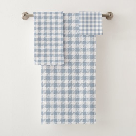 Gingham Pattern Coastal Checkered White Muted Blue (En situation)