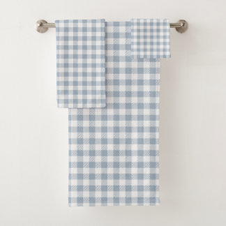 Gingham Pattern Coastal Checkered White Muted Blue Bad Handdoek